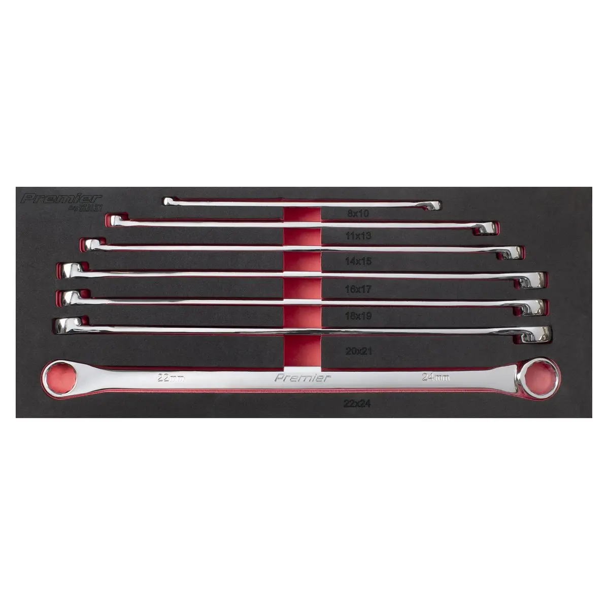 Sealey Premier Extra-Long Double End Ring Spanner Set 7pc - Image 3