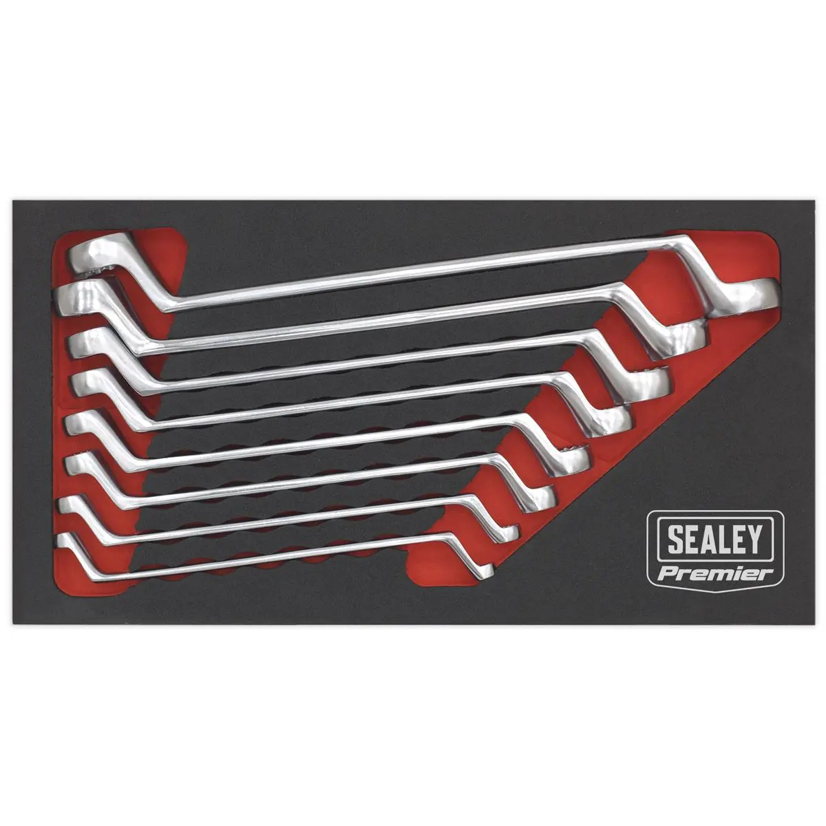 Sealey Premier 8 Piece Cold Stamped Offset Double End Ring Spanner Set Metric - Image 5
