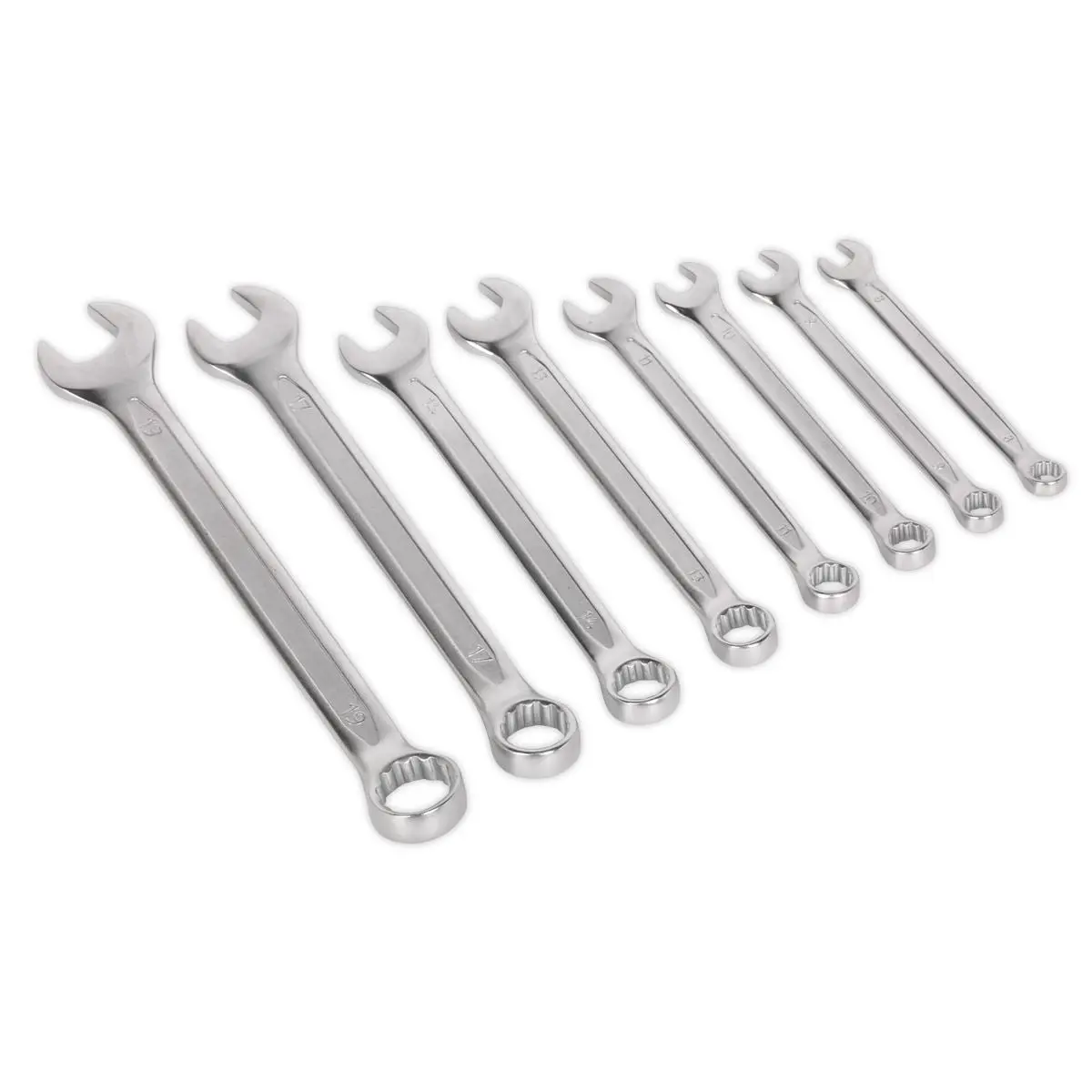 Sealey Premier 8 Piece Combination Spanner Set 8-19mm Open End Ring Spanners
