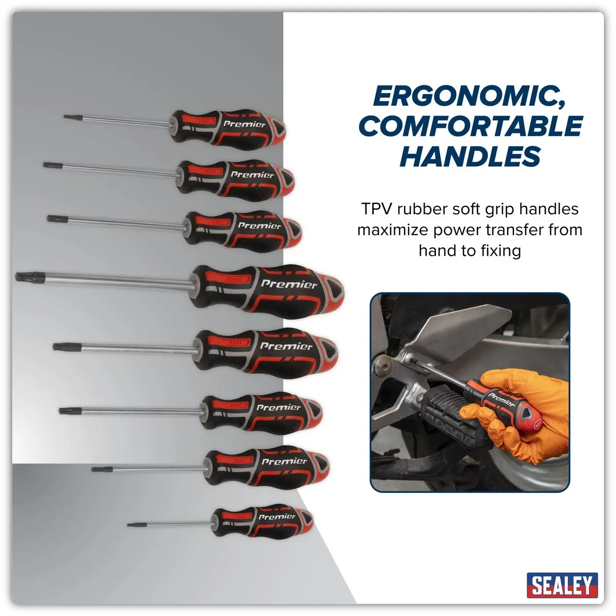 Sealey Premier GripMAX® Security TRX-Star* Screwdriver Set 8pc - Red - Image 3