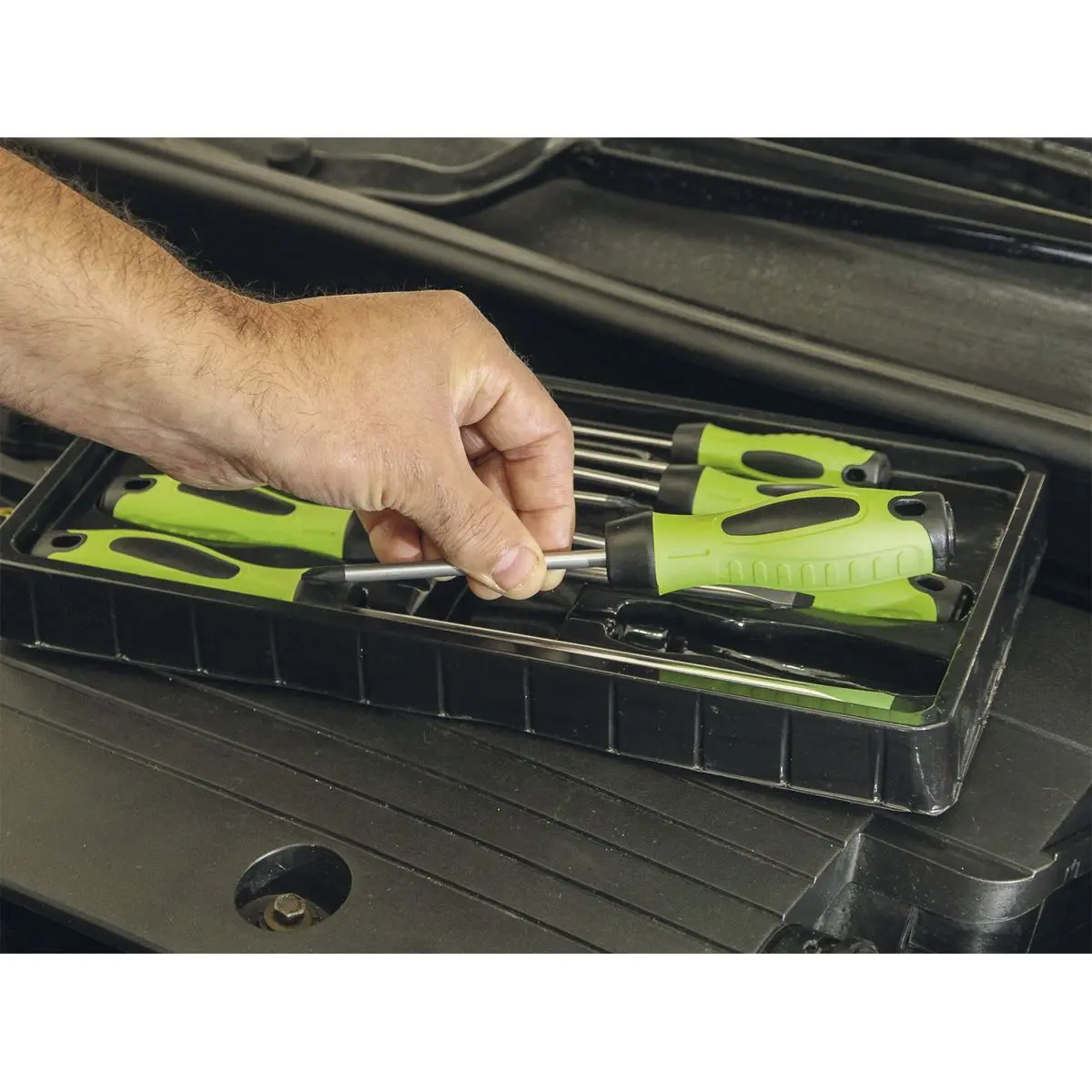 Sealey Premier 8 Piece Hi-Vis Screwdriver Set Magnetic Tips Slotted Pozi Phillips - Image 2