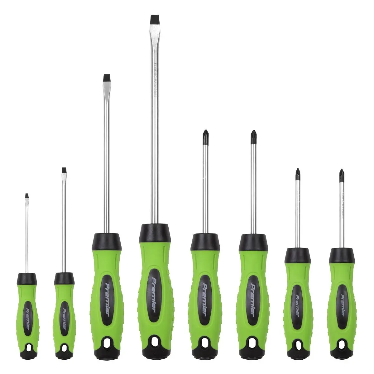 Sealey Premier 8 Piece Hi-Vis Screwdriver Set Magnetic Tips Slotted Pozi Phillips - Image 5