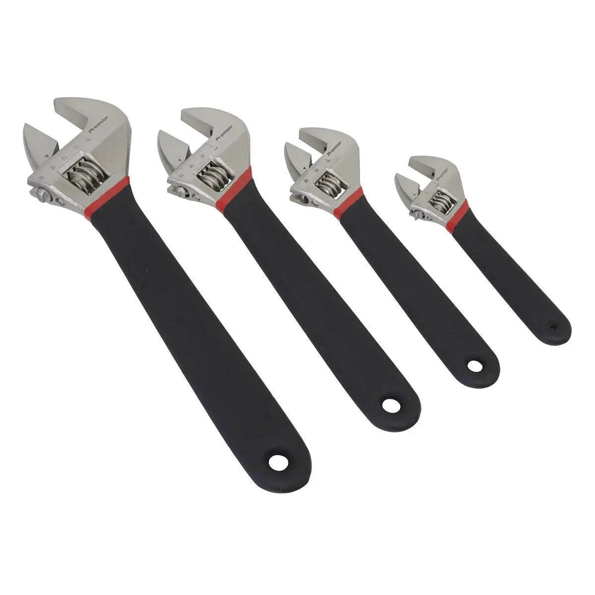 Sealey Premier Adjustable Wrench Set 4pc Ni-Fe Finish - Image 2