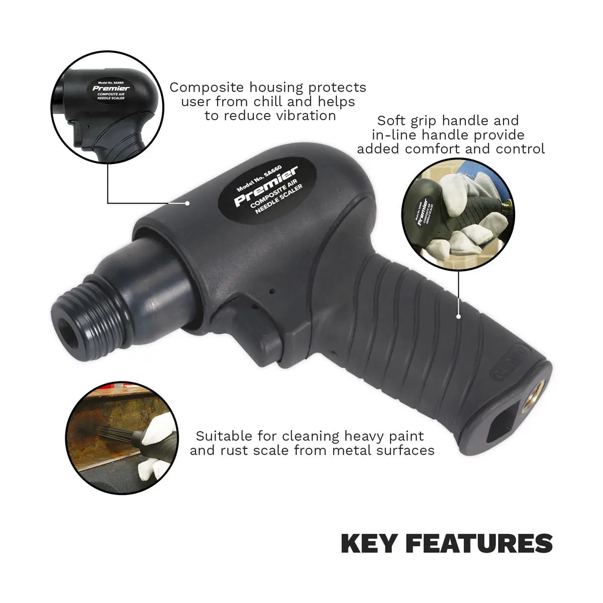 Sealey Premier Air Needle Scaler Composite Pistol Type - Image 7