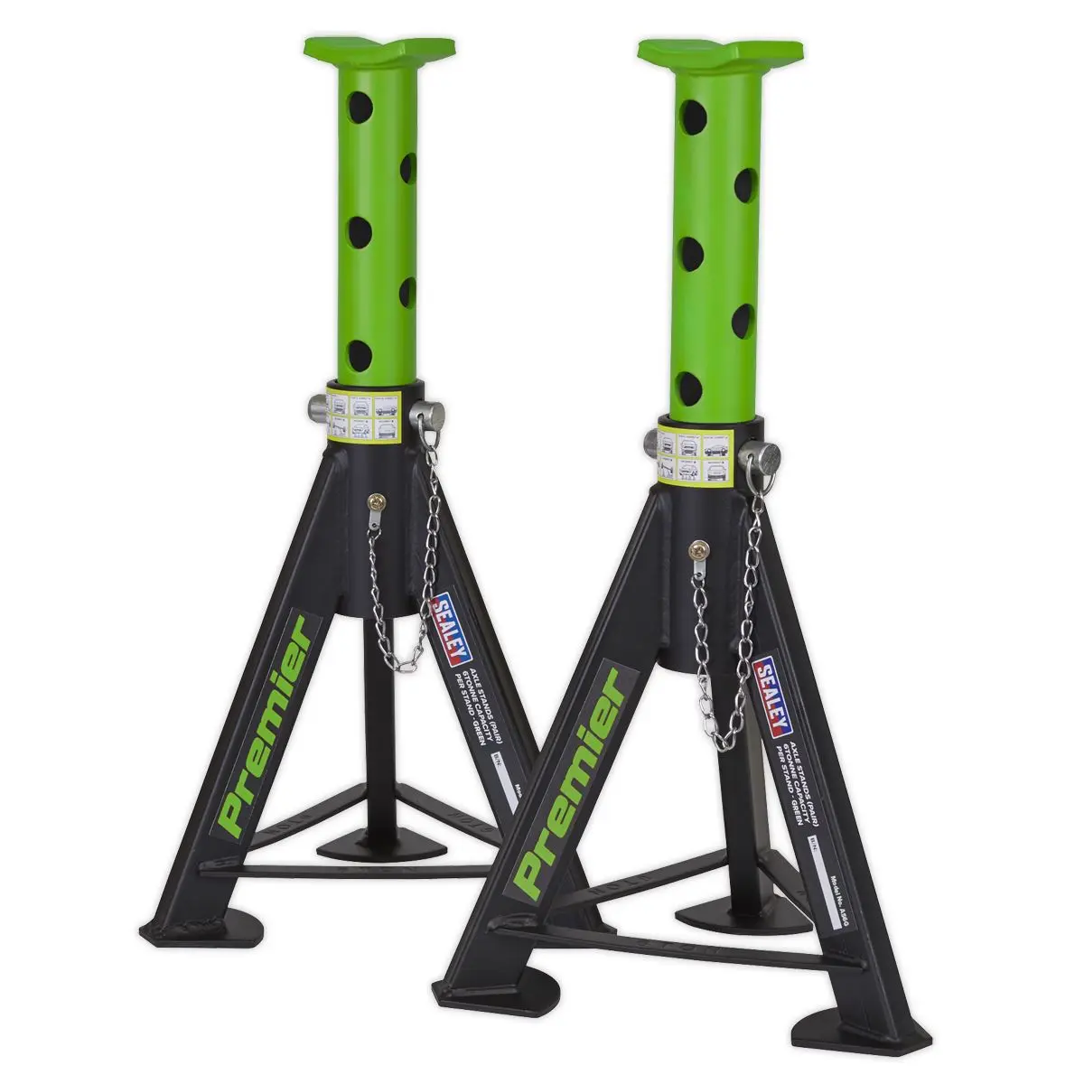 Sealey Premier Premier Axle Stands (Pair) 6 Tonne Capacity per Stand - Green - Image 5