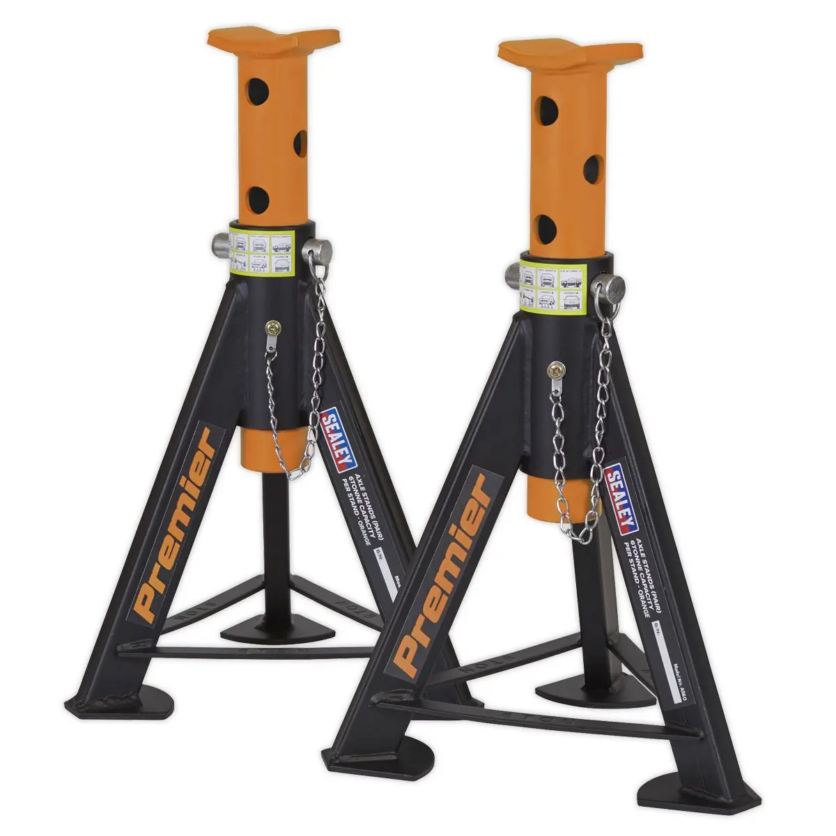 Sealey Premier Premier Axle Stands (Pair) 6 Tonne Capacity per Stand - Orange - Image 5