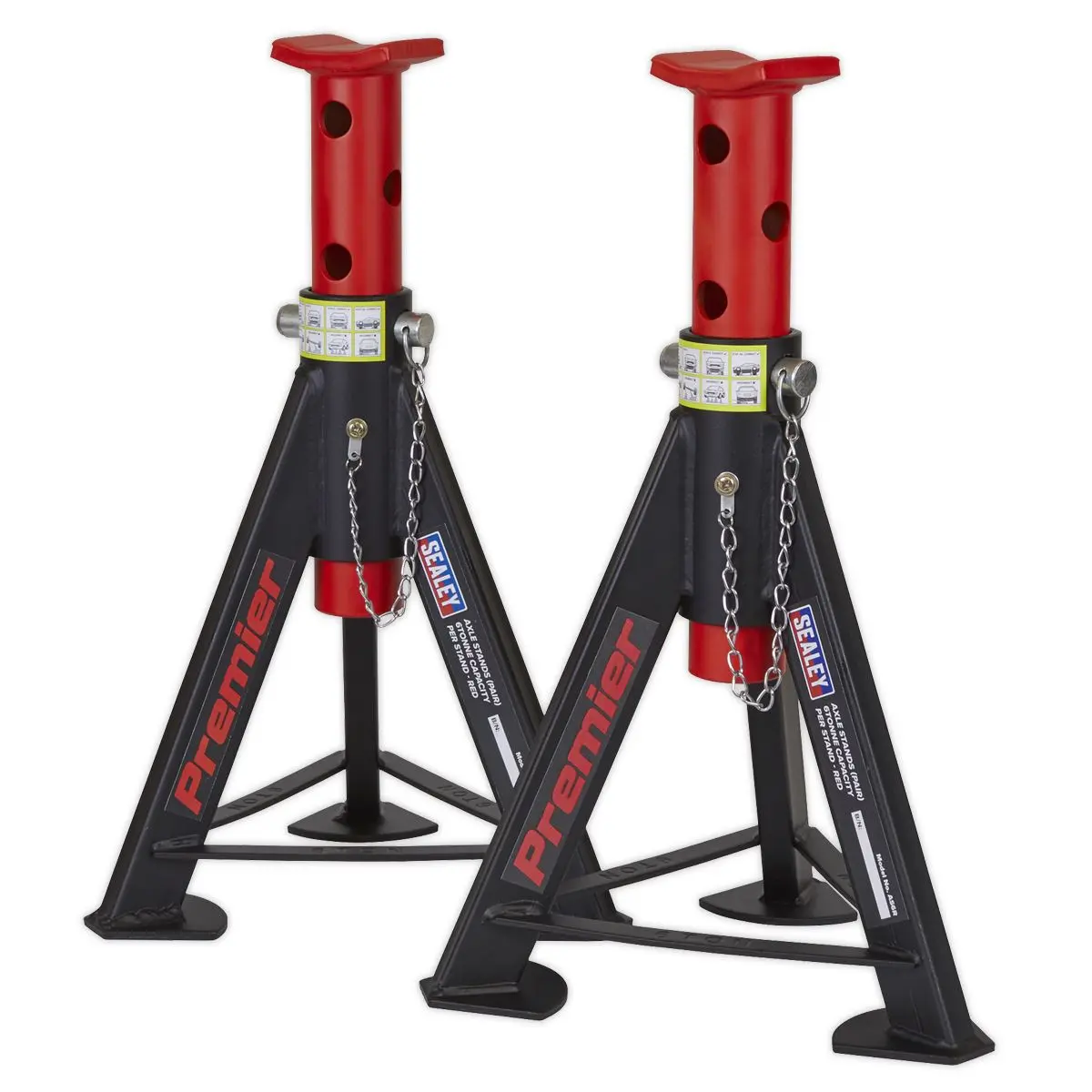 Sealey Premier Premier Axle Stands (Pair) 6 Tonne Capacity per Stand - Red - Image 5