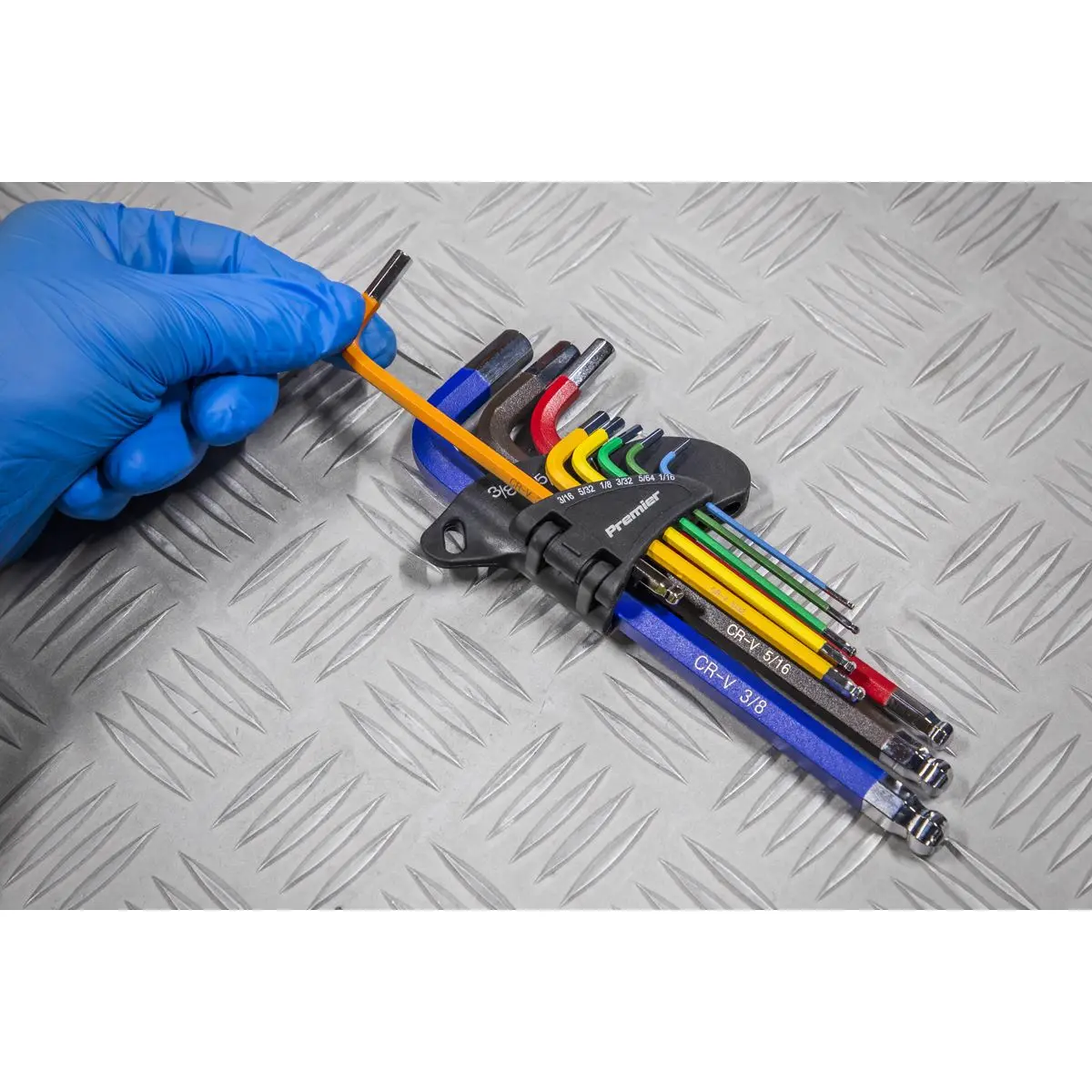Sealey Premier Ball-End Hex Key Set 9pc Long Colour-Coded Imperial - Image 3