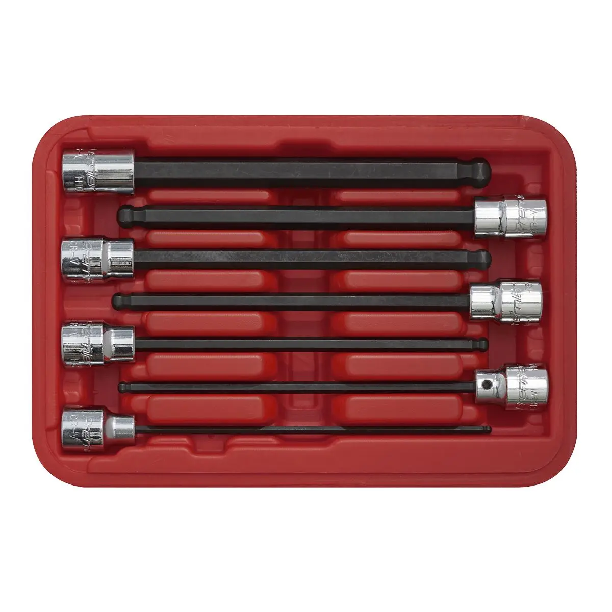 Sealey Premier Ball-End Hex Socket Bit Set 7pc 3/8"Sq Drive 150mm Metric - Image 4