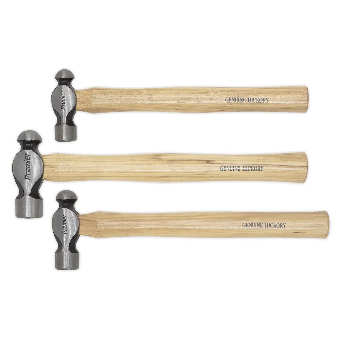 Sealey Premier Ball Pein Hammer Set 3pc Hickory Shafts - Image 2