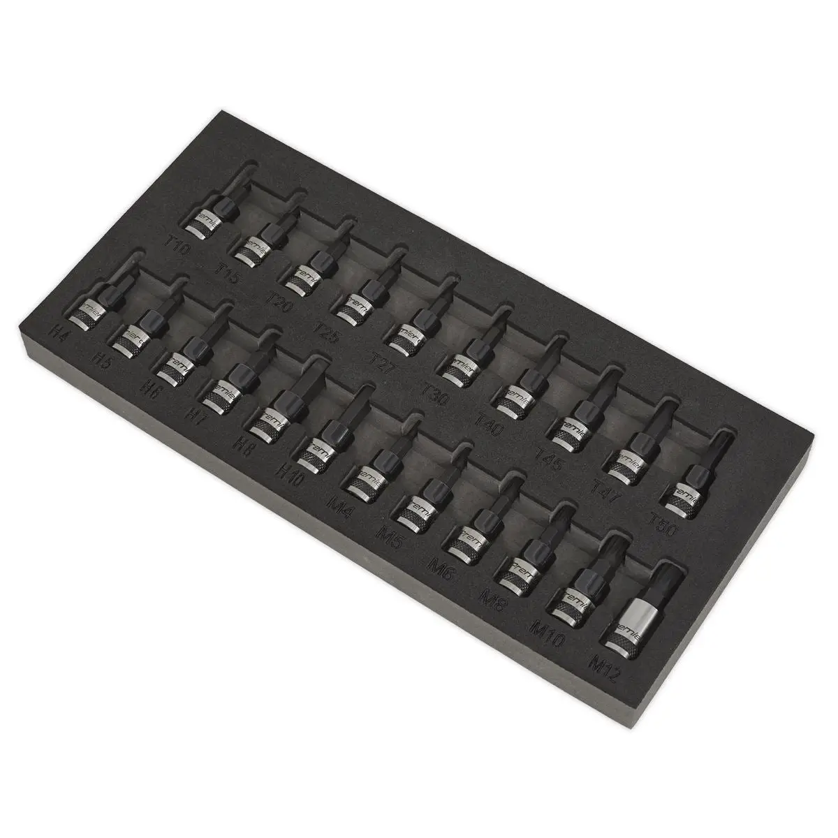 Sealey Premier Black 22 Piece 3/8" Drive Trx-Star Hex Spline Socket Bit Set - Image 2