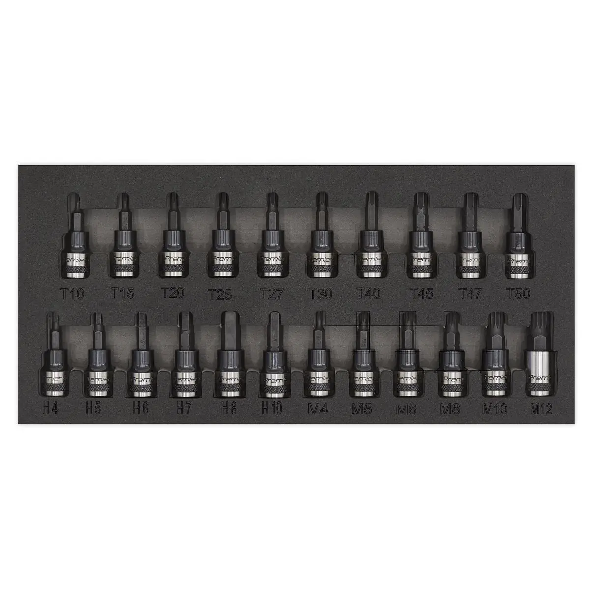 Sealey Premier Black 22 Piece 3/8" Drive Trx-Star Hex Spline Socket Bit Set - Image 3