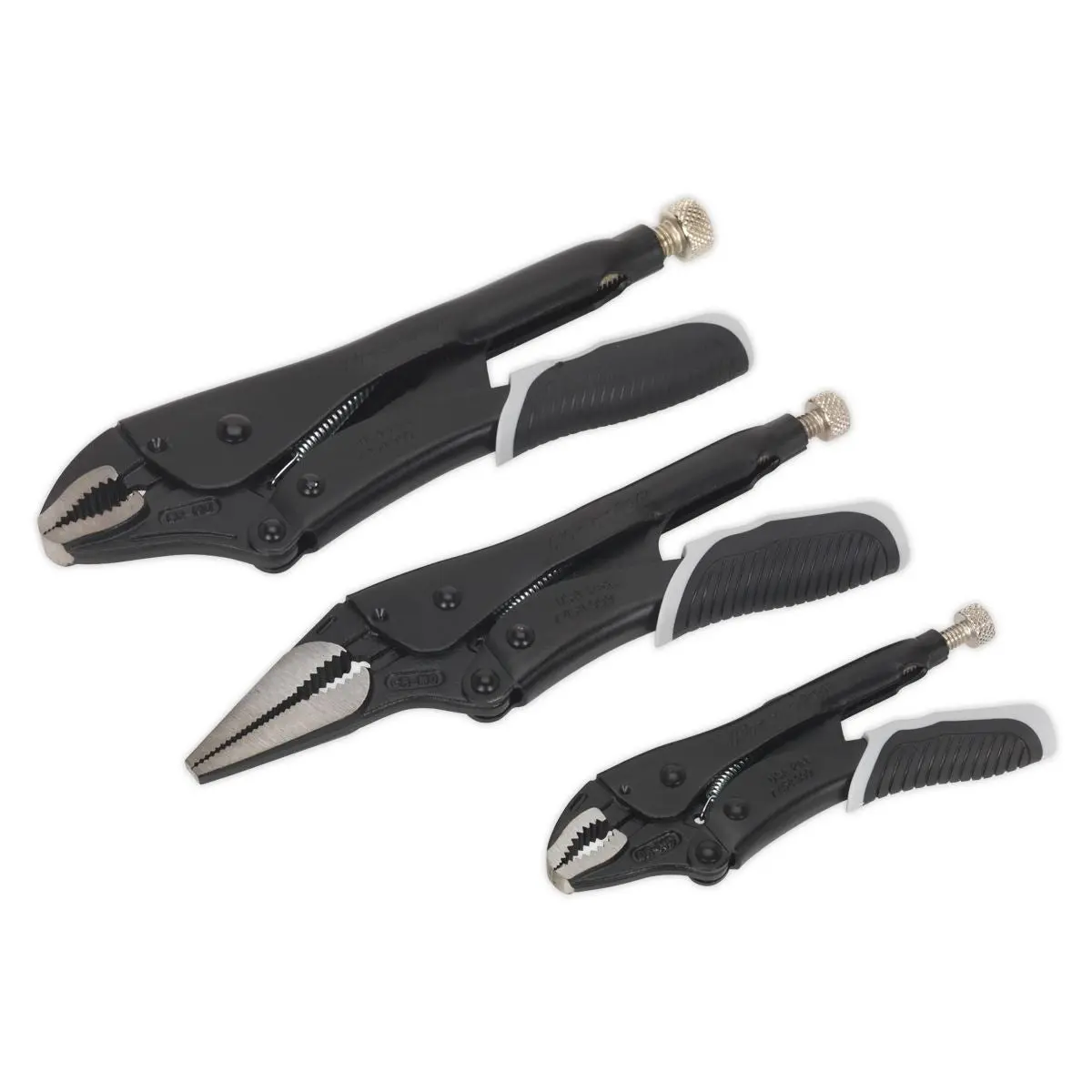 Sealey Premier Black 3 Piece Quick Release Locking Pliers Set Mole Grips