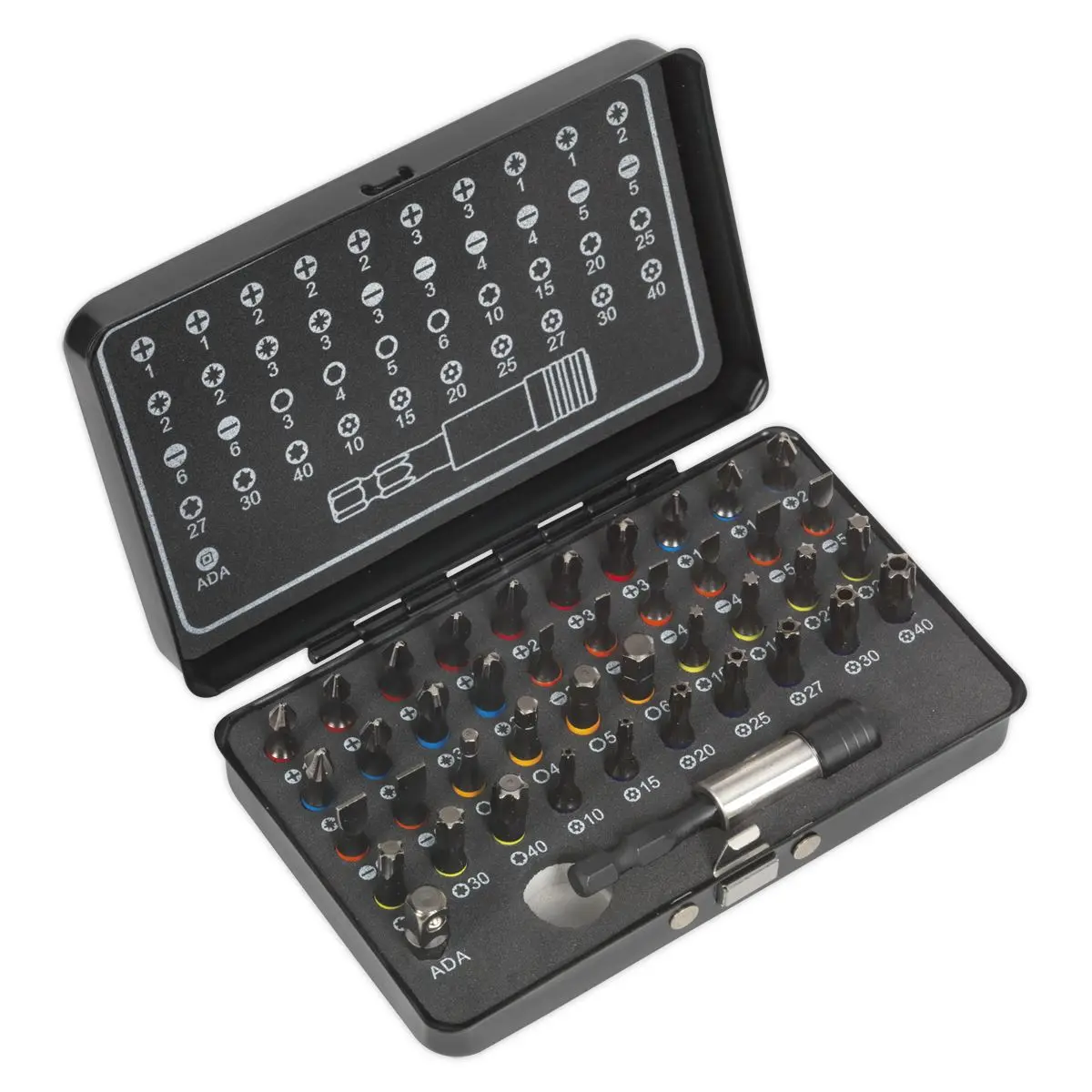 Sealey Premier Black 42 Piece Impact Grade Torsion Bit Set Slotted Phillips Trx Star Hex
