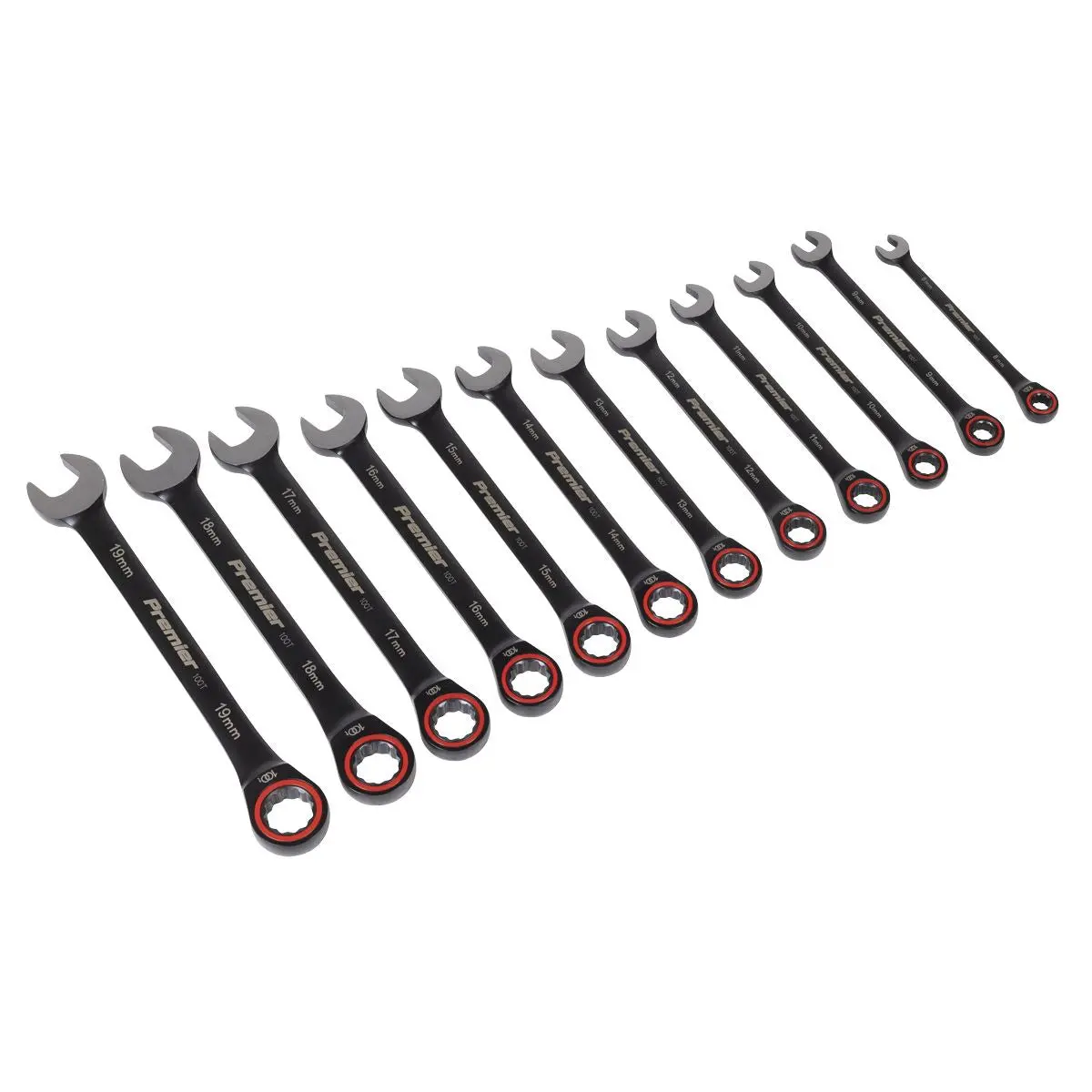 Sealey Premier Black Premier Black Combination Ratchet Spanner Set 12pc - Image 2
