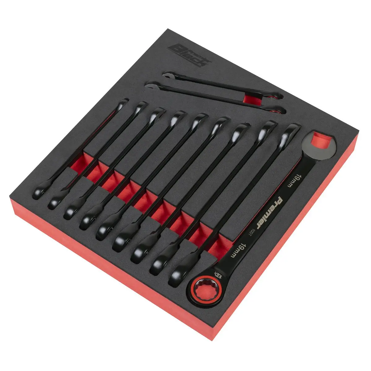 Sealey Premier Black Premier Black Combination Ratchet Spanner Set 12pc - Image 3