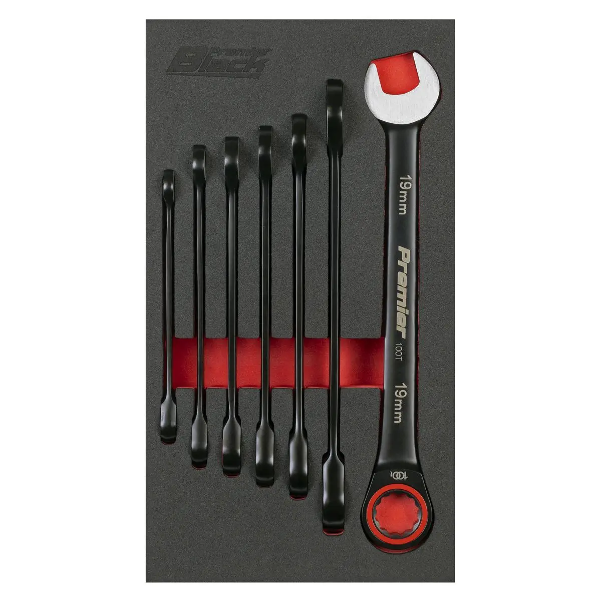 Sealey Premier Black Premier Black Combination Ratchet Spanner Set 7pc - Image 3