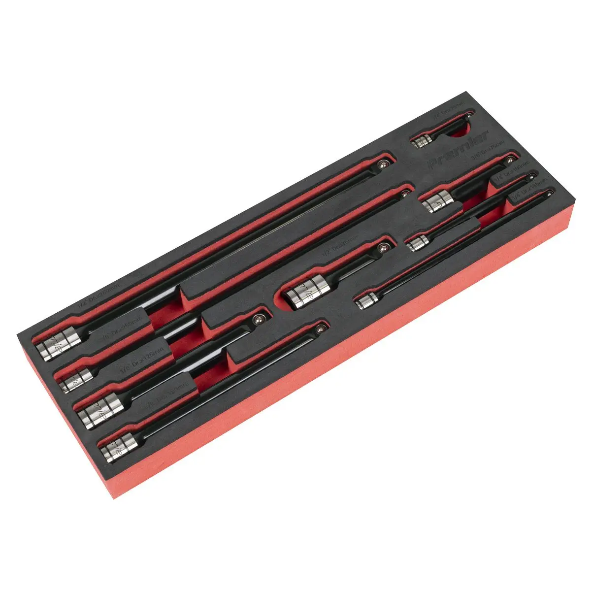 Sealey Premier Black Premier Black Wobble/Rigid Extension Bar Set 1/4", 3/8" & 1/2"Sq Drive 9pc - Premier Black