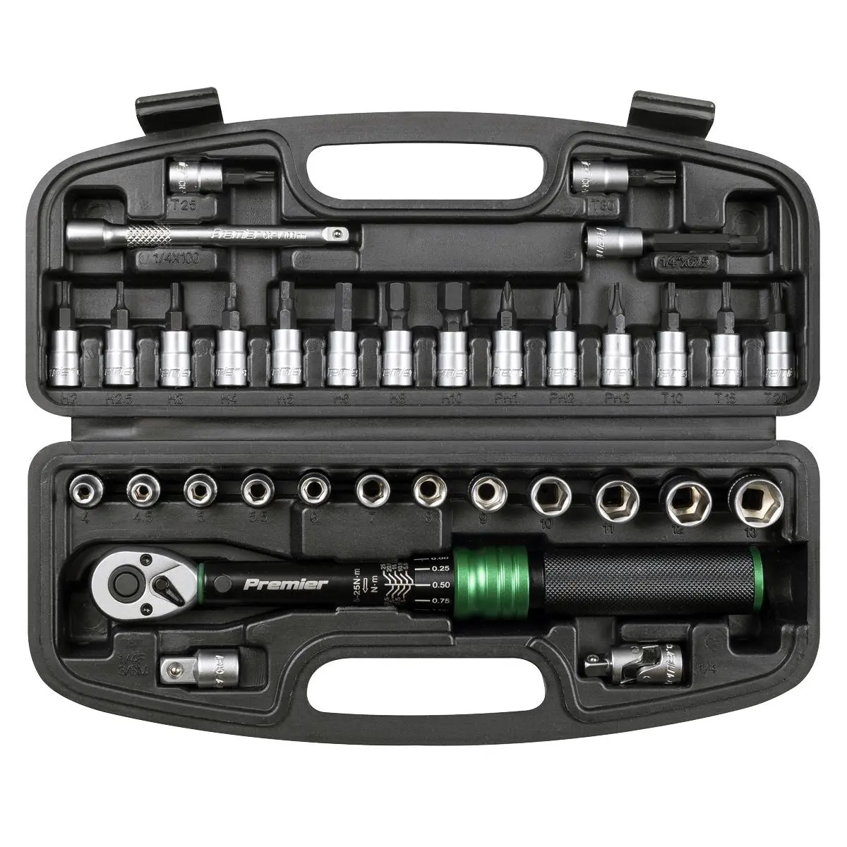 Sealey Premier Black Torque Wrench Set 1/4"Sq Drive 5-25Nm 33pc - Image 7