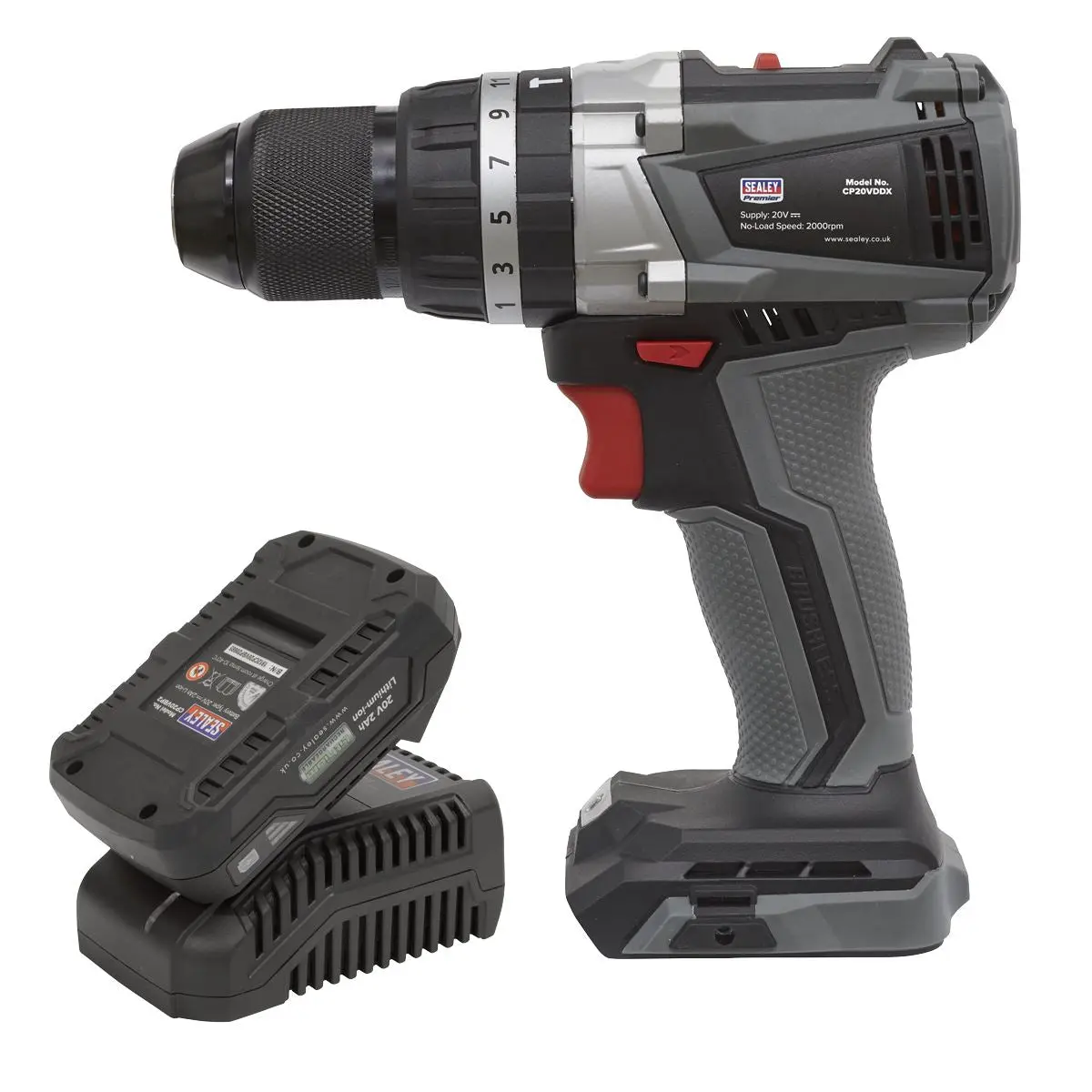 Sealey Premier Brushless Combi Drill Kit Ø13mm 20V 2Ah SV20 Series - Image 3