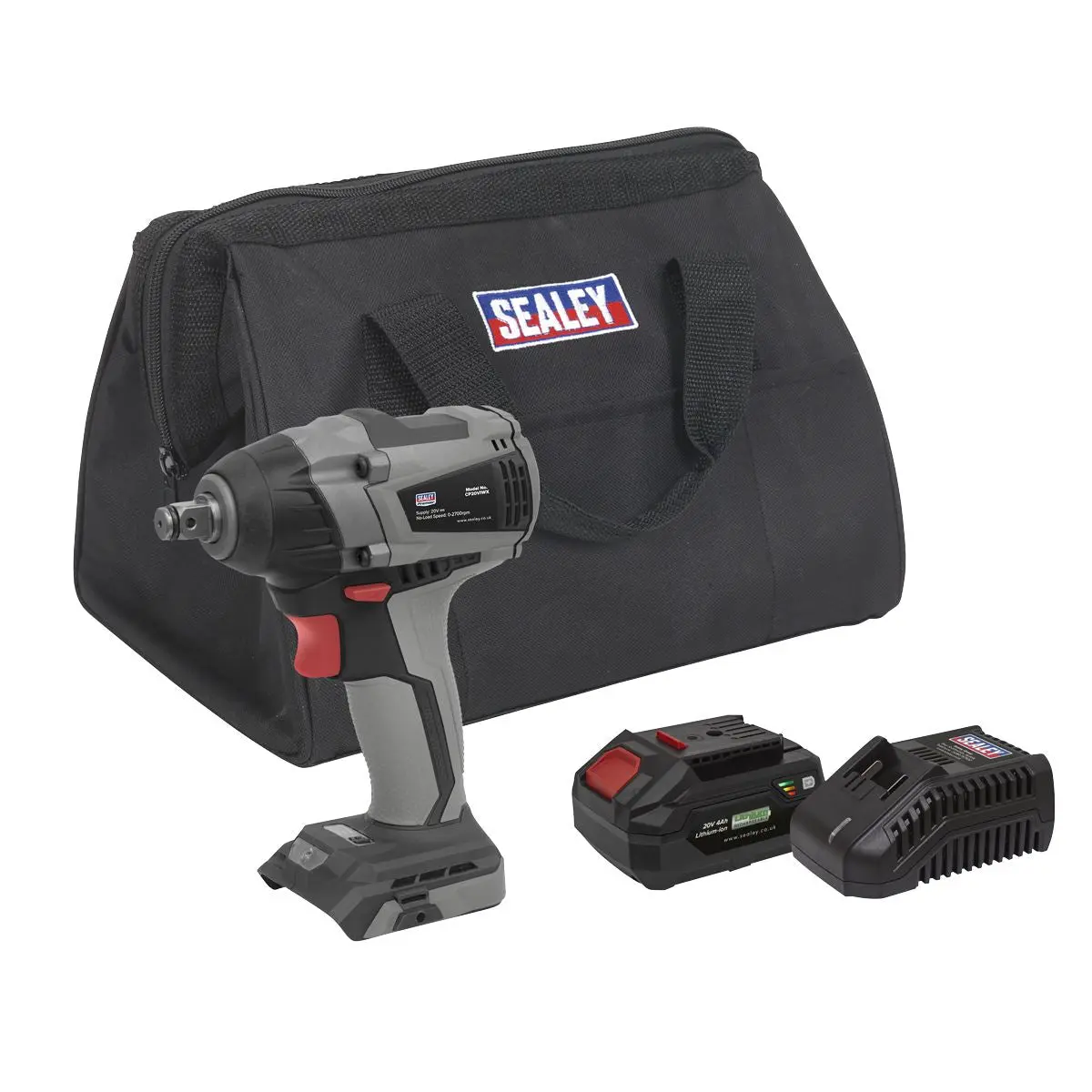 Sealey Premier Brushless Impact Wrench Kit 1/2"Sq Drive 20V SV20 Series 350Nm 4Ah