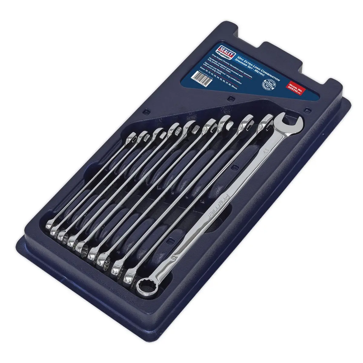 Sealey Premier Combination Spanner Set 10pc Extra-Long Metric - Image 5