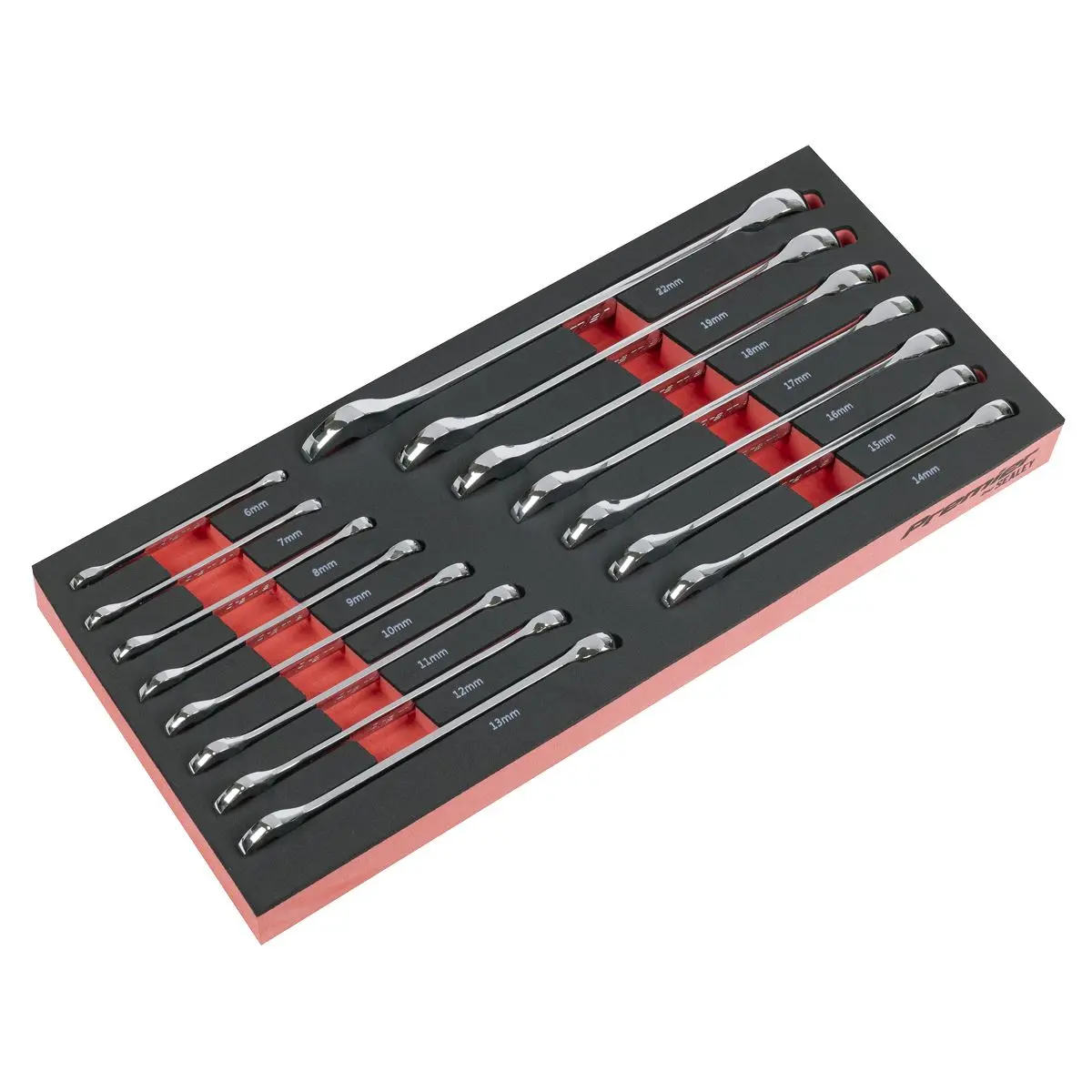 Sealey Premier Combination Spanner Set with Tool Tray 15pc