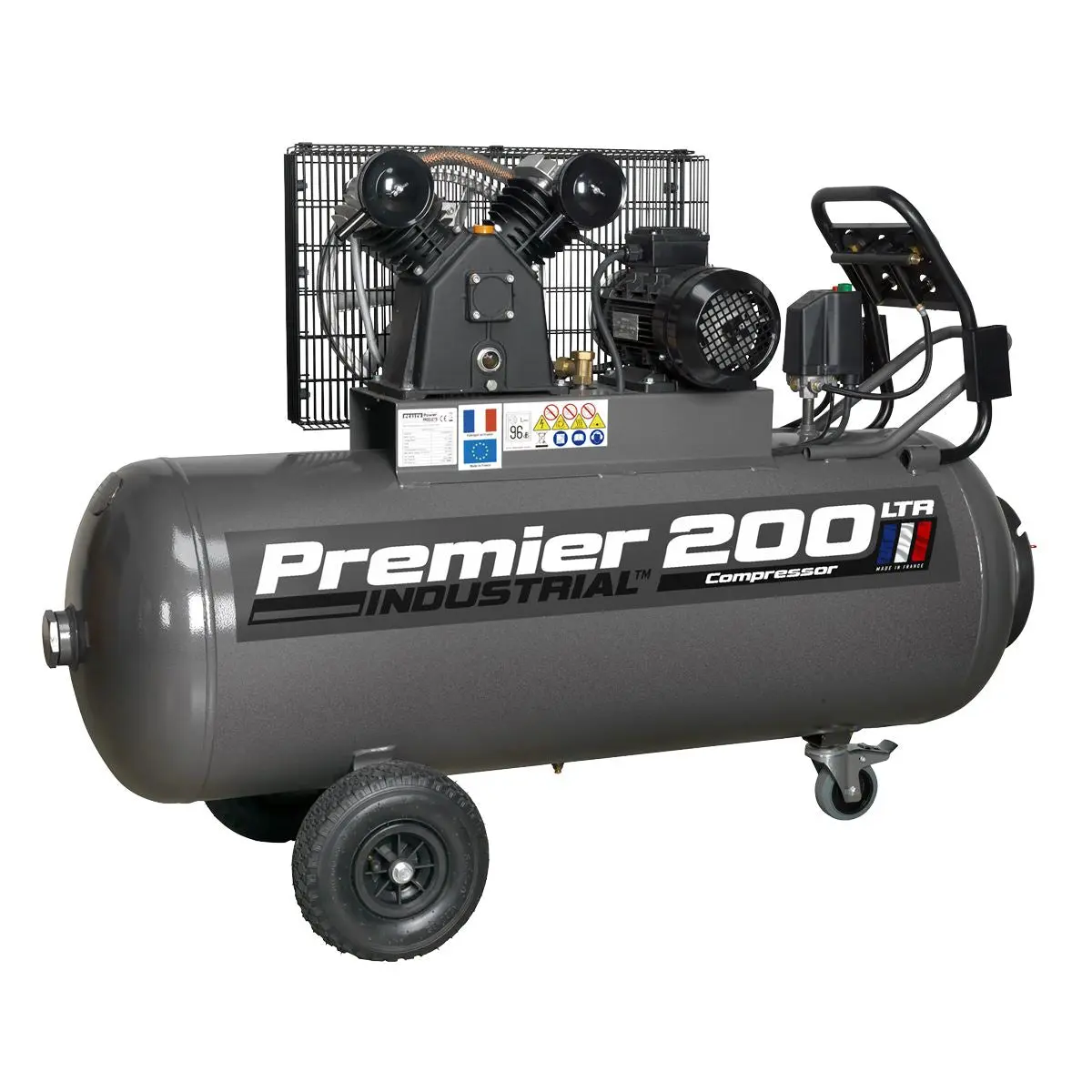 Sealey Premier 200L Belt Drive Air Compressor with Front Control Panel 3hp 415V 3ph - Image 10
