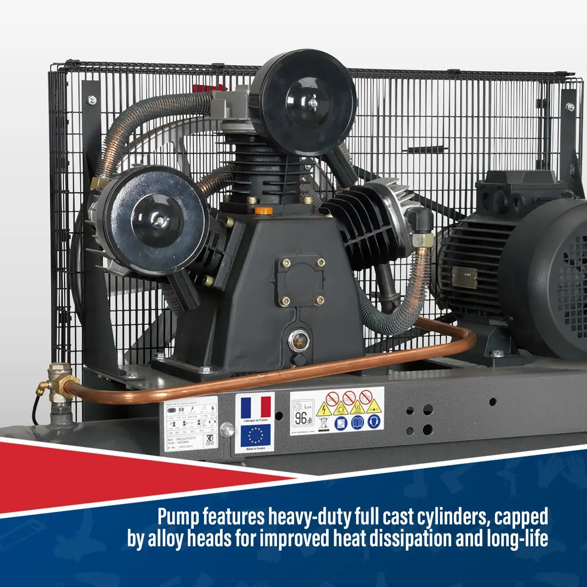 Sealey Premier 270L Belt Drive Air Compressor 7.5hp 3ph - Image 10