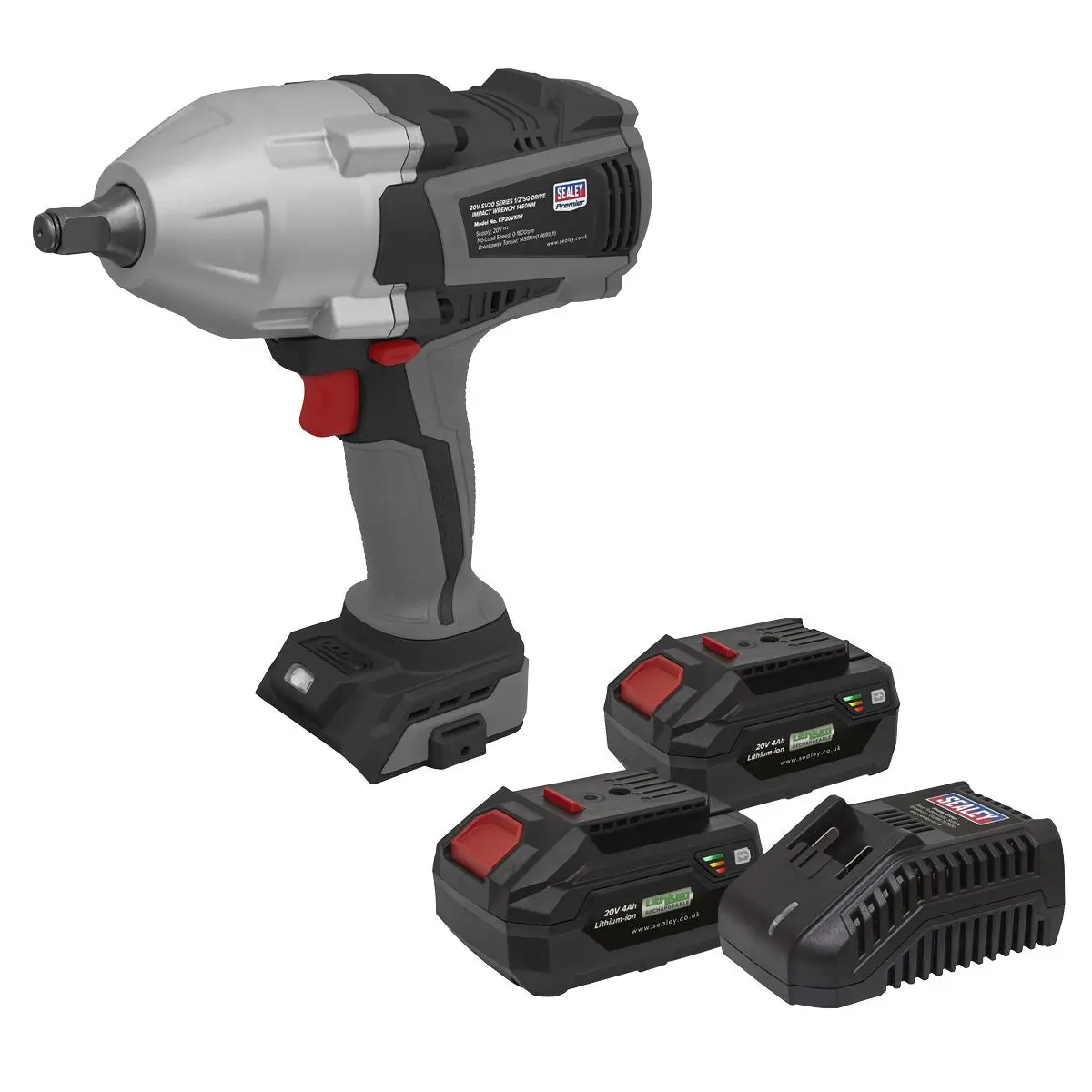 Sealey Premier Cordless Impact Wrench Kit 20V SV20 Series - 2 Batteries - Image 4