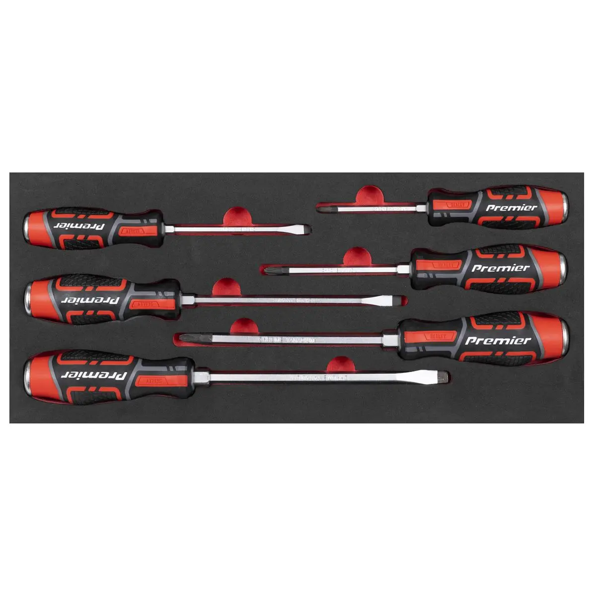 Sealey Premier Hammer-Thru Screwdriver Set with Tool Tray 6pc