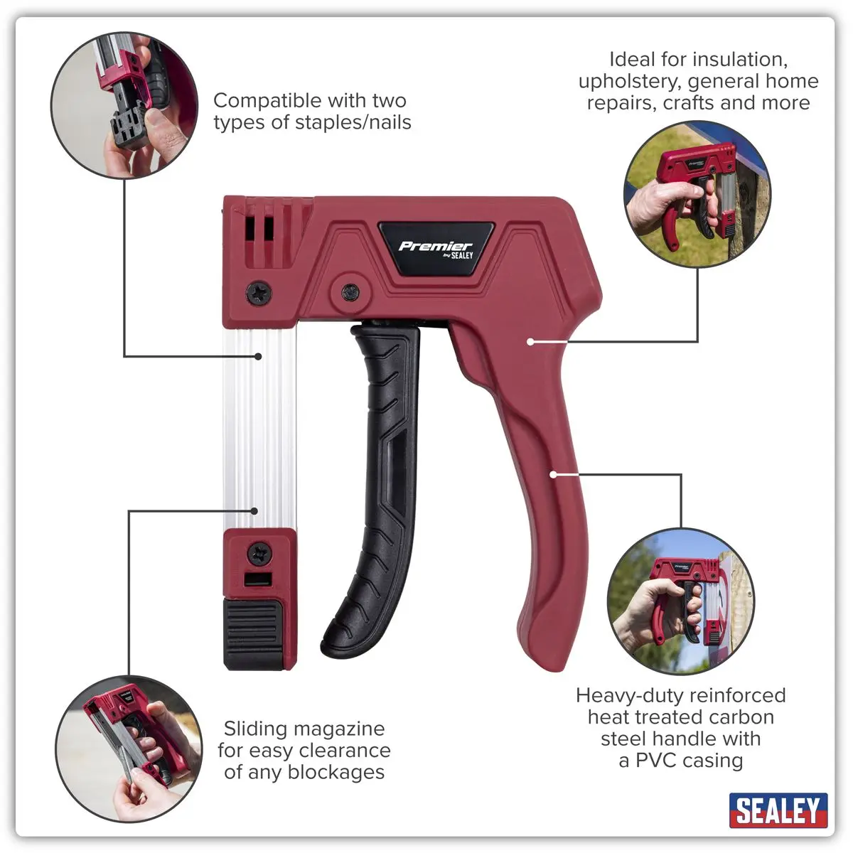 Sealey Premier Heavy-Duty Staple & Brad Nail Gun - Image 12