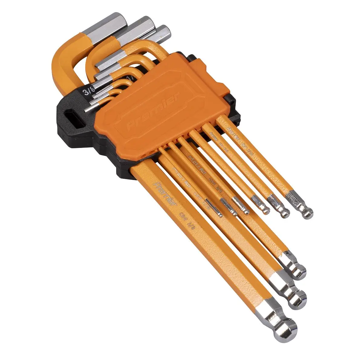 Sealey Premier Hex Key Set Long Ball-End 9pc - Imperial