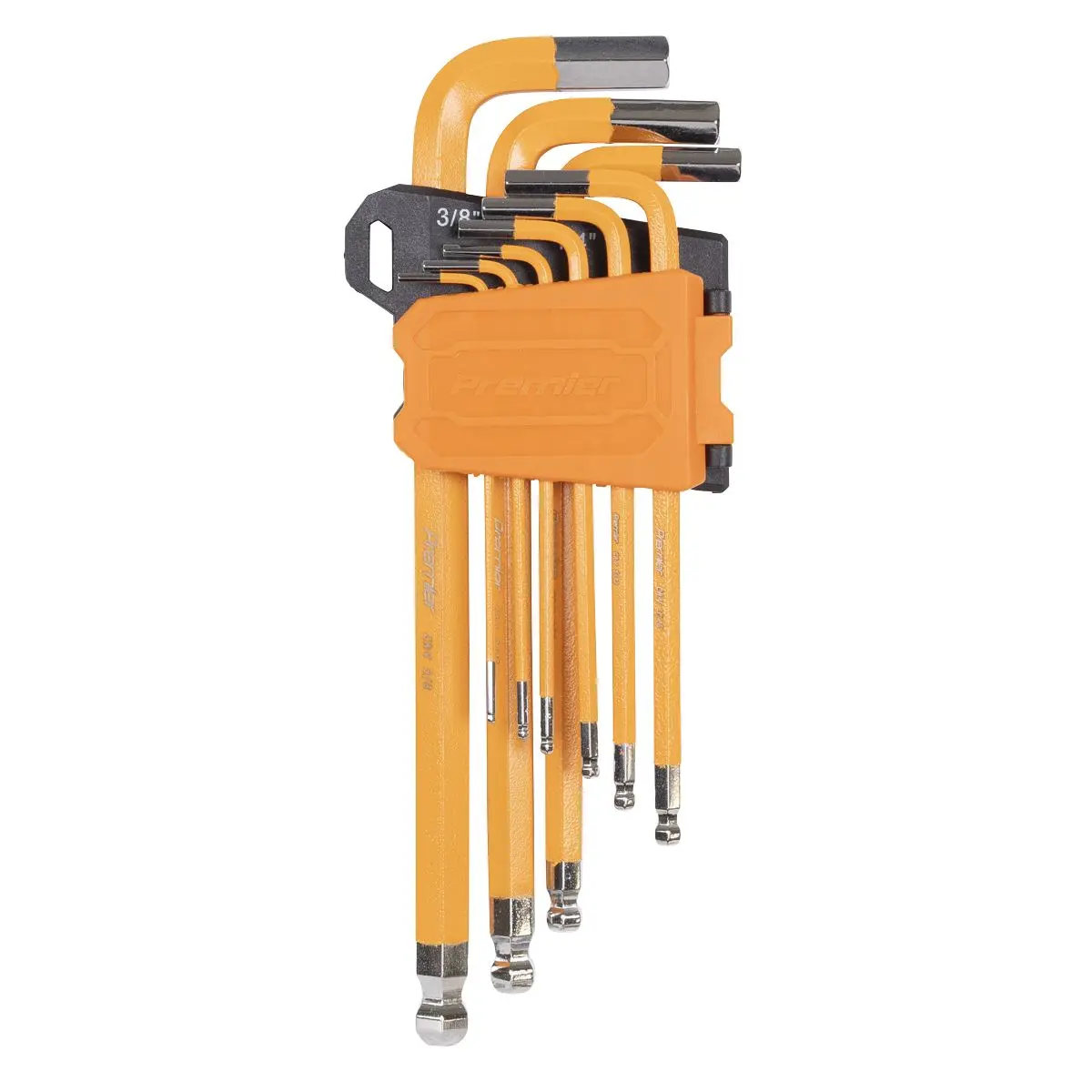 Sealey Premier Hex Key Set Long Ball-End 9pc - Imperial - Image 3