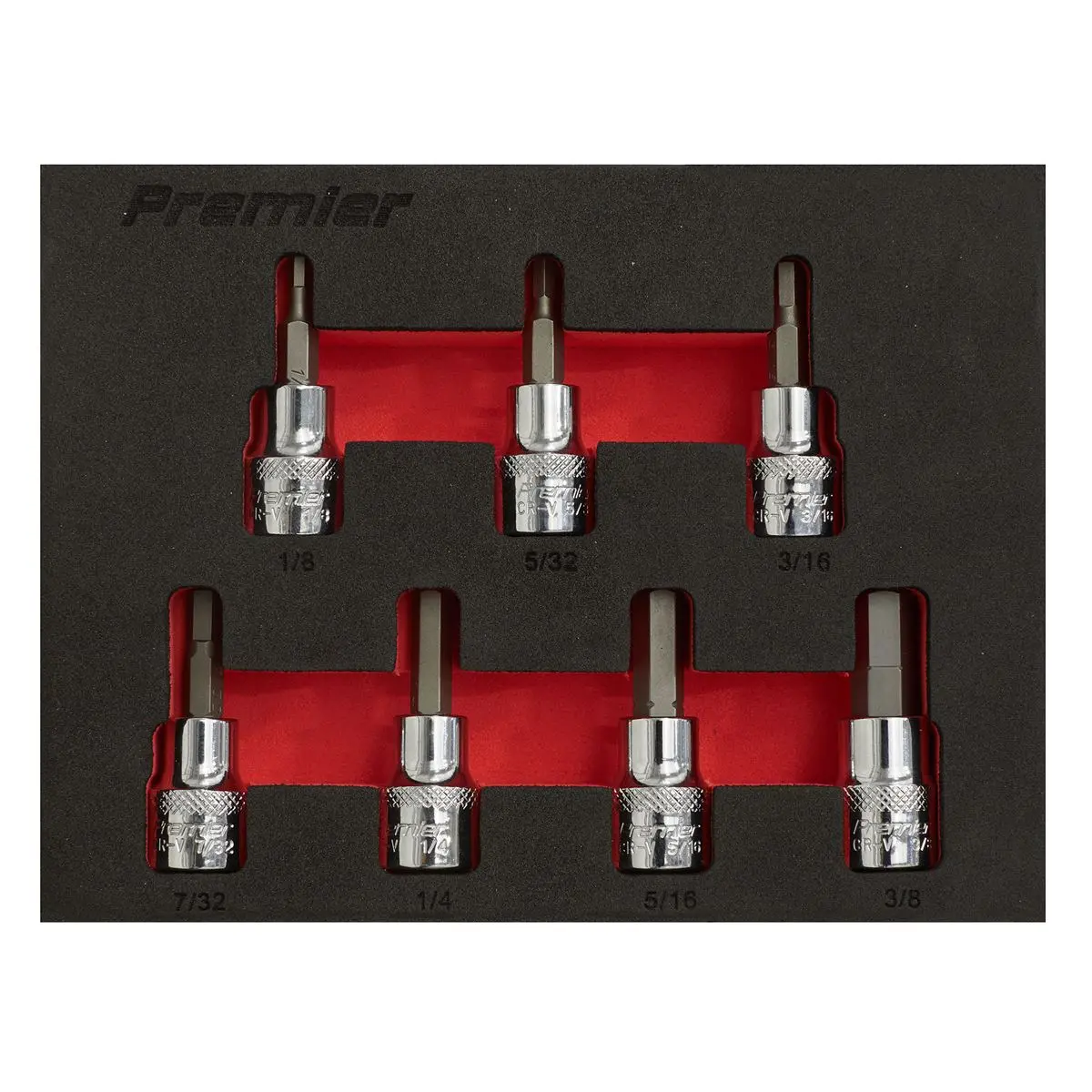 Sealey Premier Hex Socket Bit Set 7pc 3/8"Sq Drive - Imperial - Image 5