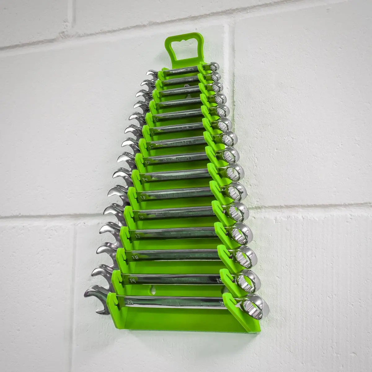 Sealey Premier High Visibility Green Reverse Spanner Rack 15 Capacity Hanging Toolbox - Image 9