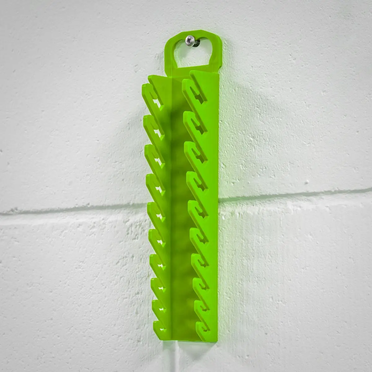 Sealey Premier High Visibility Green Stubby Spanner Rack 10 Capacity Hanging Toolbox - Image 2