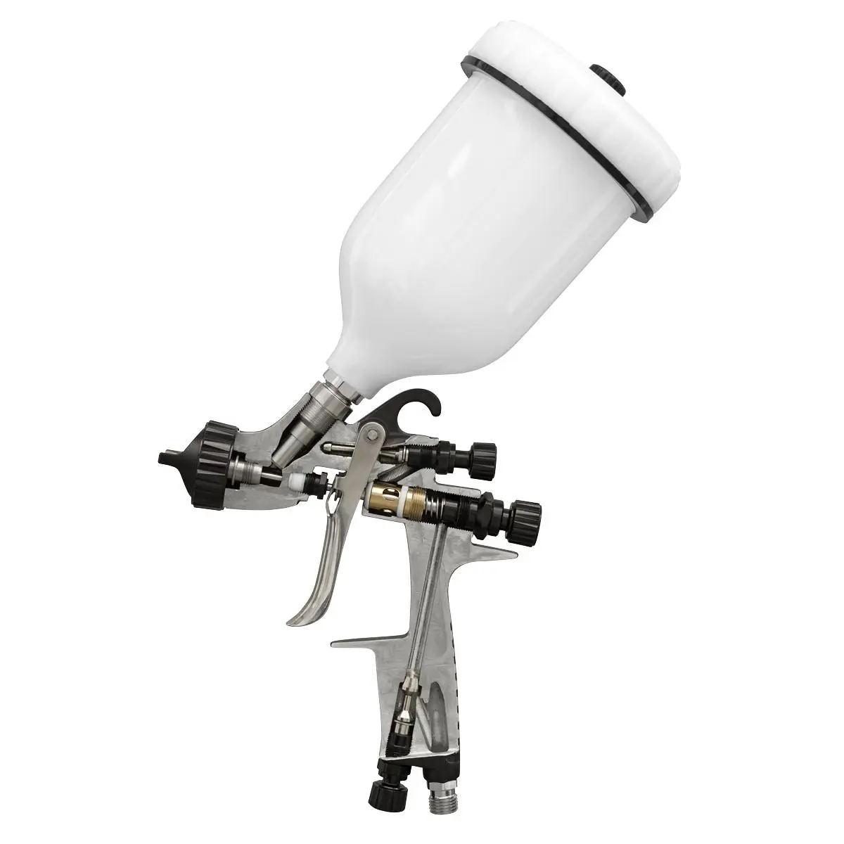 Sealey Premier HVLP Gravity Feed Spray Gun 1.3mm Set-Up - Image 4