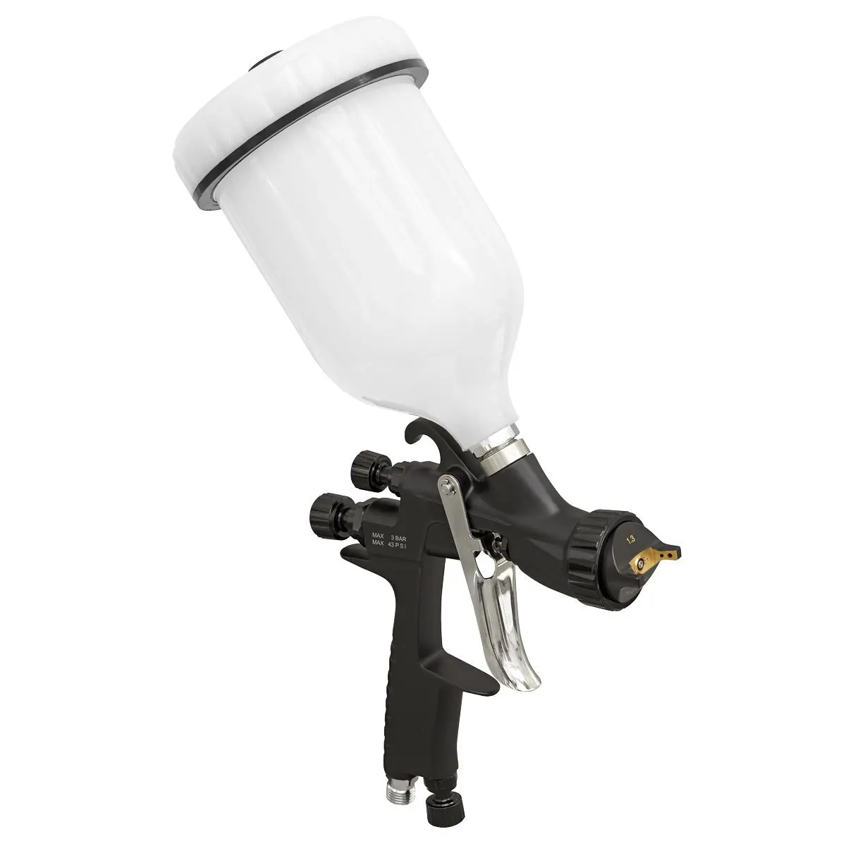 Sealey Premier HVLP Gravity Feed Spray Gun 1.3mm Set-Up - Image 8