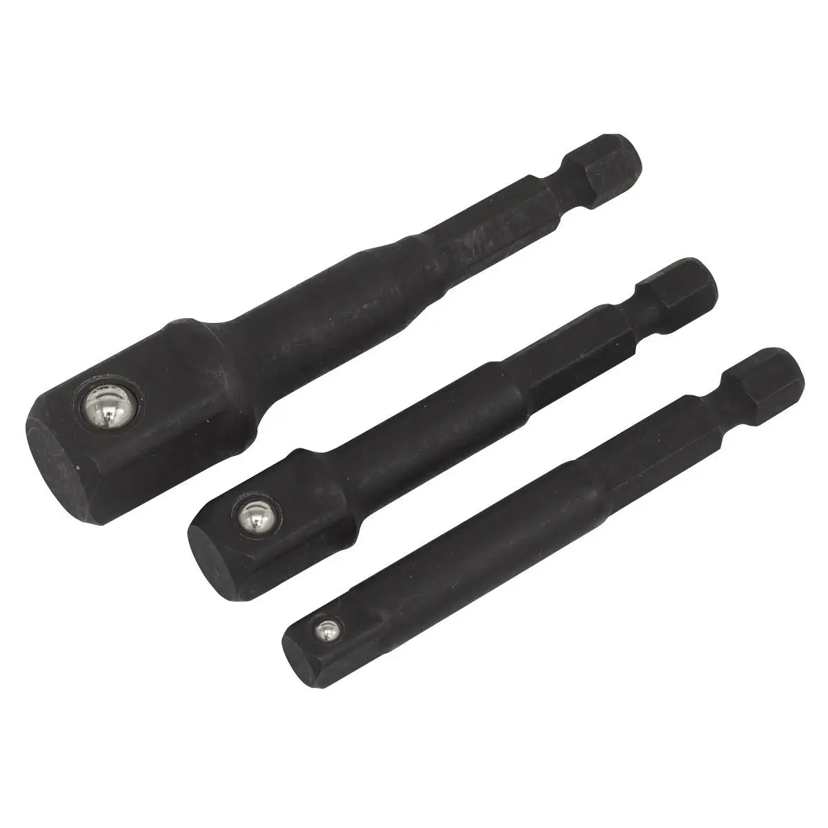 Sealey Impact Socket Adaptor Set 3 Piece Premier 1/4" 3/8" 1/2" Drive