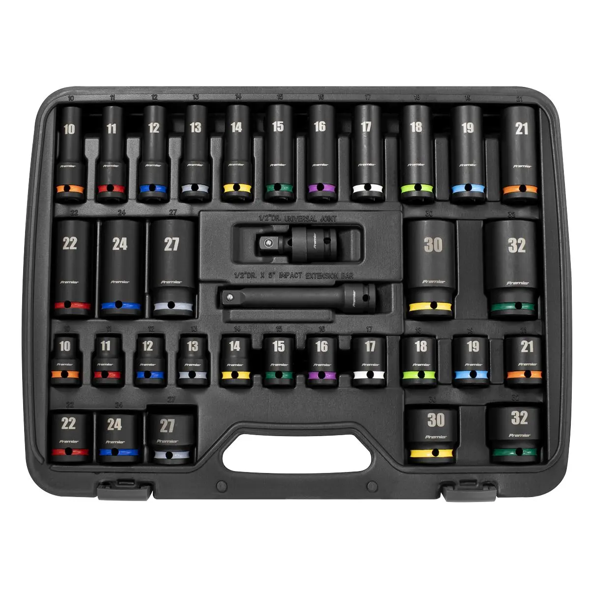 Sealey Premier Impact Socket Set 1/2"Sq Drive 34pc - Image 8