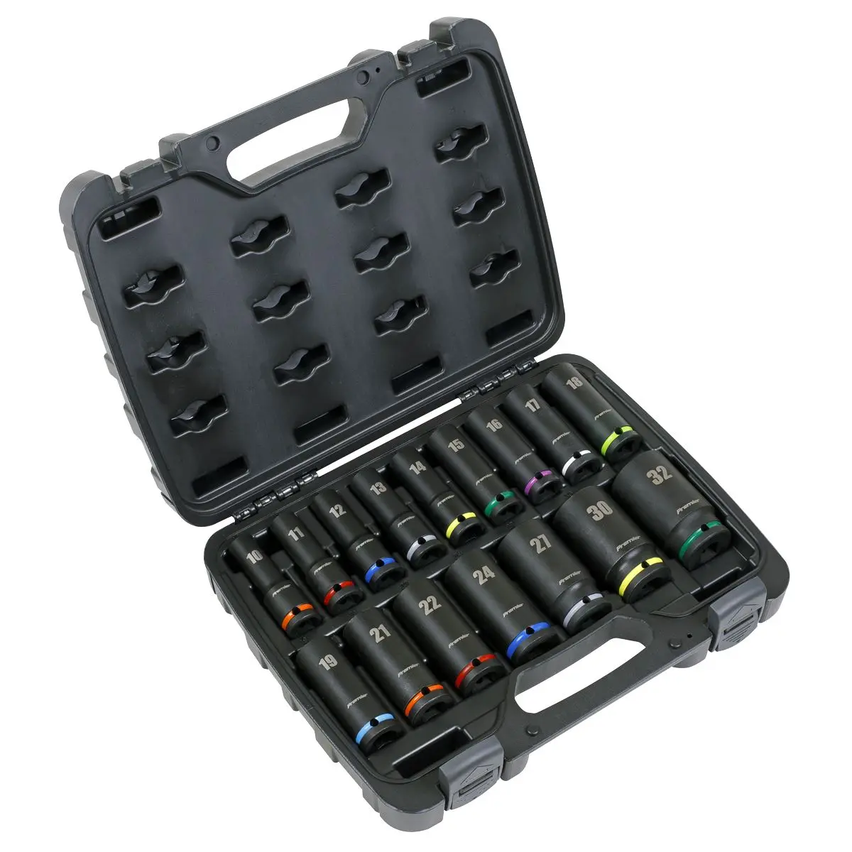 Sealey Premier Impact Socket Set 16pc 1/2"Sq Drive Deep Metric