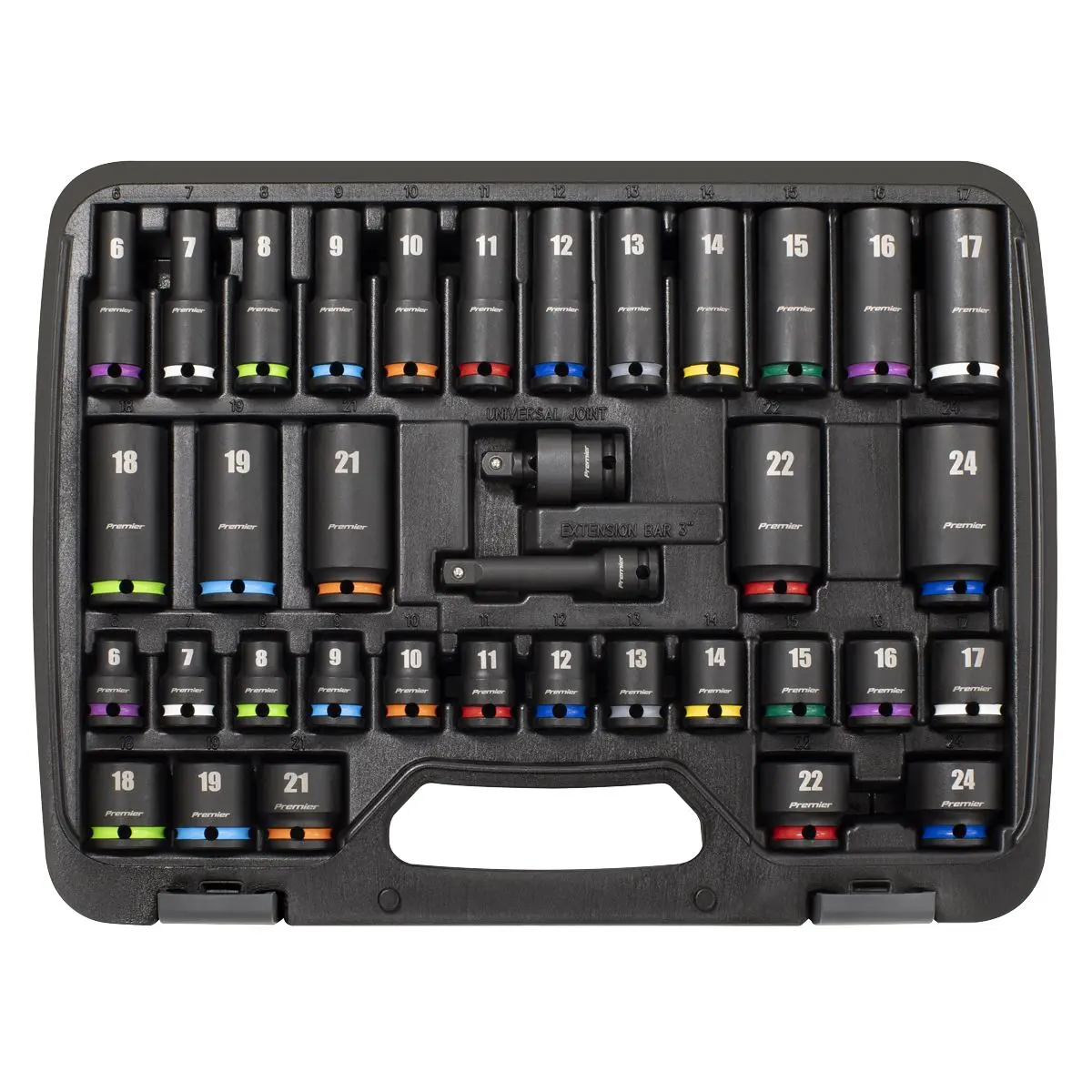 Sealey Premier Impact Socket Set 3/8"Sq Drive 36pc - Image 2