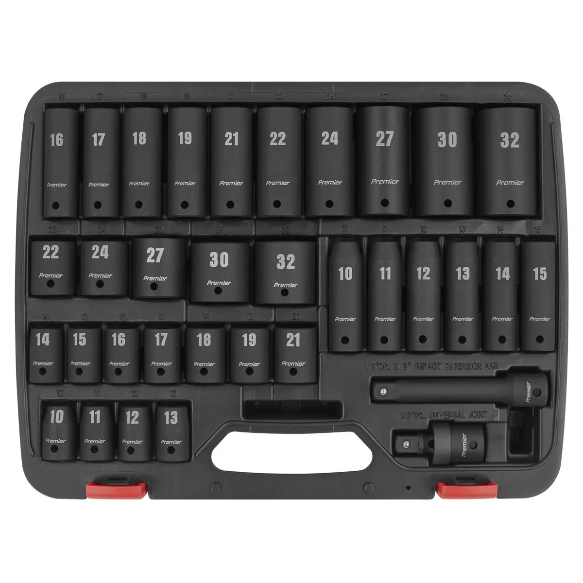 Sealey Premier Impact Socket Set 34pc 1/2"Sq Drive Metric - Image 13