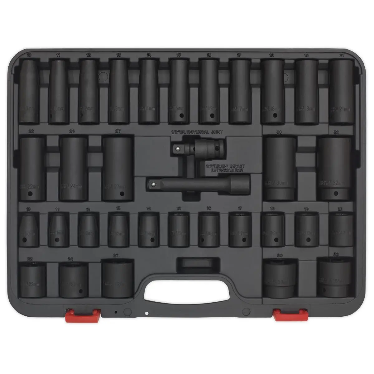 Sealey Premier Impact Socket Set 34pc 1/2"Sq Drive Metric - Image 4
