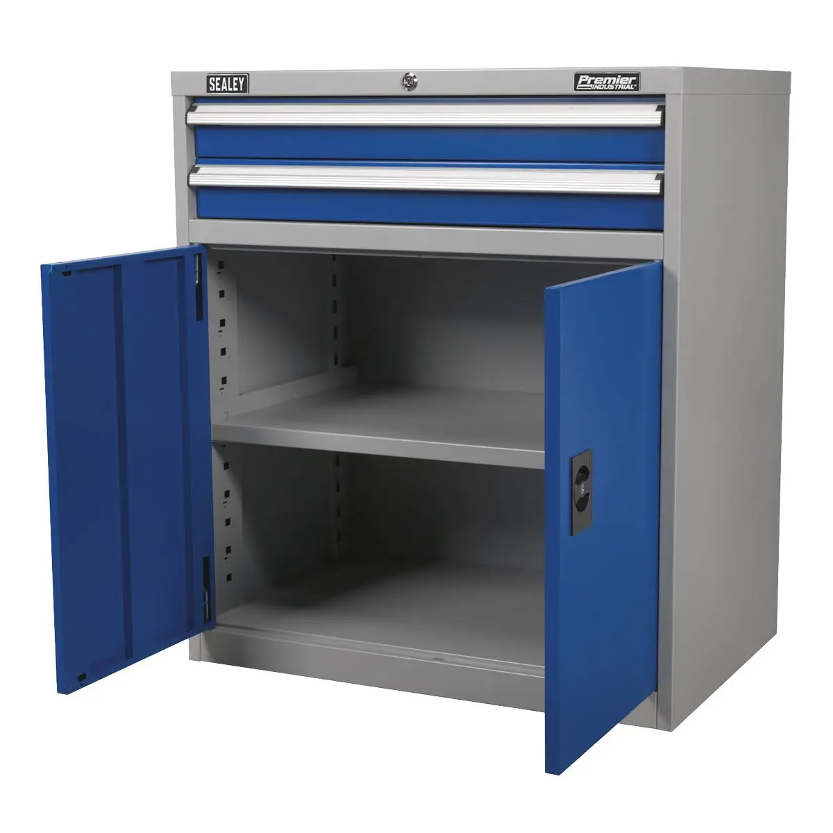 Sealey Premier Industrial Industrial Cabinet 2 Drawer & 1 Shelf Double Locker - Image 4
