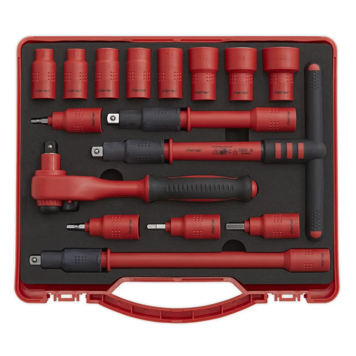 Sealey Premier Insulated Socket Set 16pc 3/8"Sq Drive 6pt WallDrive® VDE Approved - Image 4