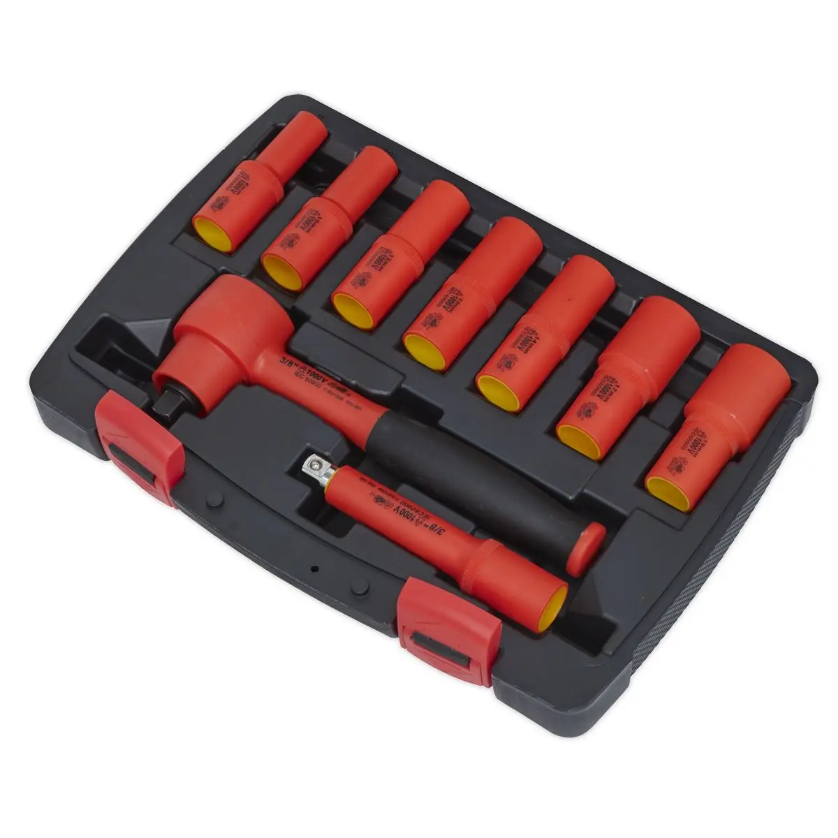 Sealey Premier Insulated Socket Set 9pc 3/8"Sq Drive 6pt WallDrive® VDE Approved - Image 5