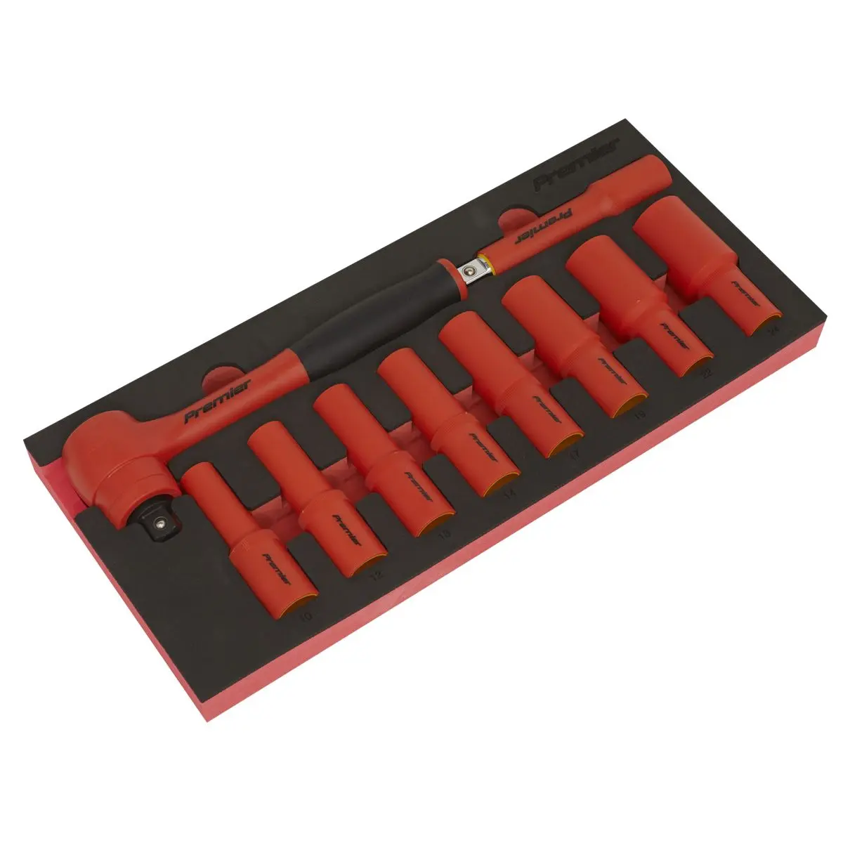 Sealey Premier Insulated Socket Set with Tool Tray 10pc 1/2"Sq Drive - VDE Approved