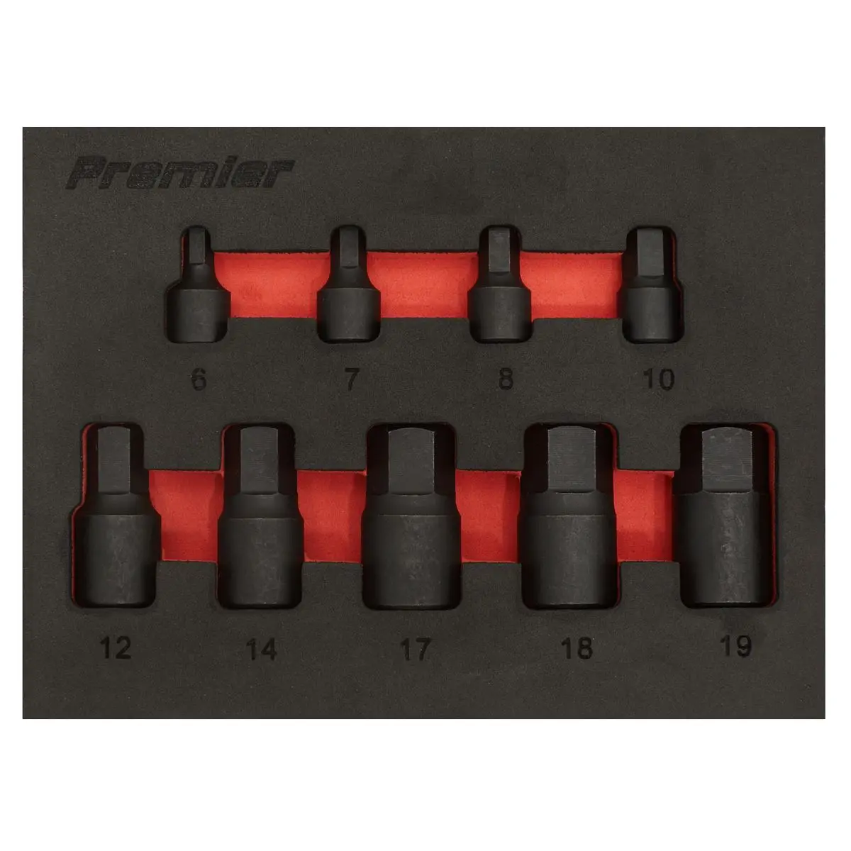 Sealey Premier Low Profile Impact Hex Socket Bit Set 1/4" & 3/8" Sq Drive 9pc - Metric - Image 4